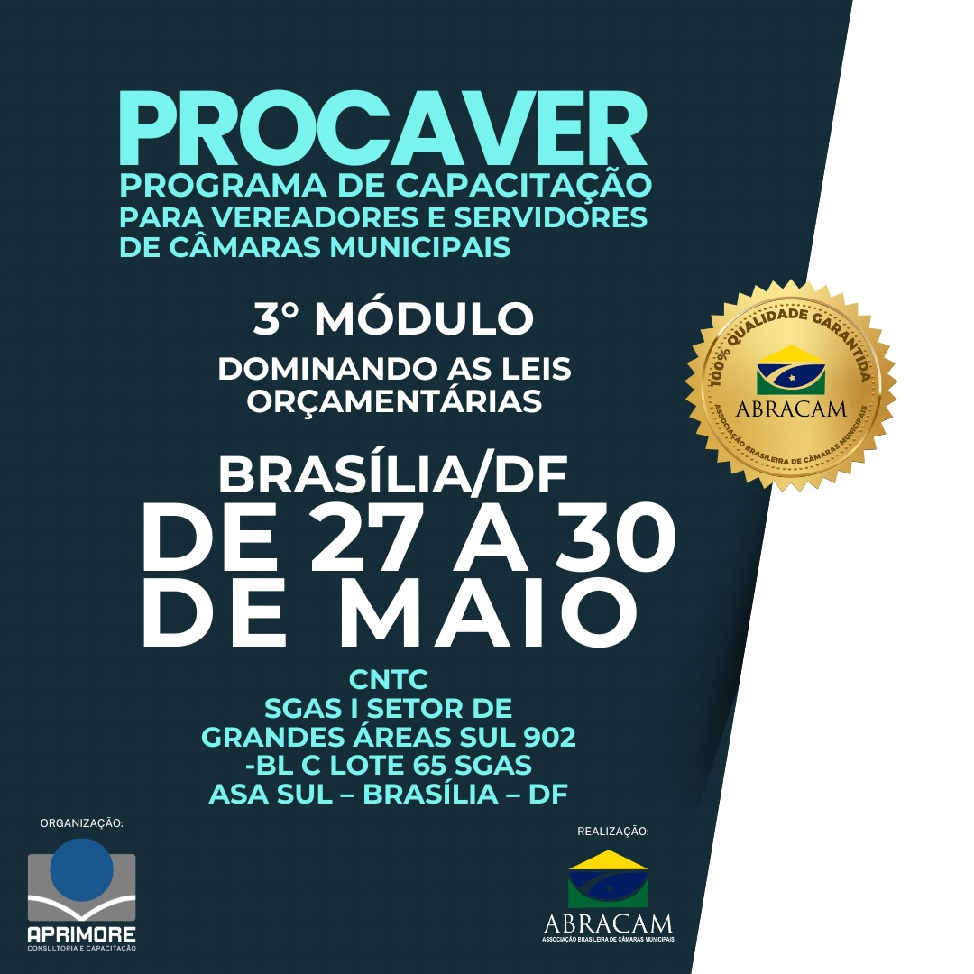 PROCAVER 3º MÓDULO-BRASÍLIA-PROGRAMA DE CAPACITAÇÃO CONTINUADA DE VEREADORES-BRASÍLIA